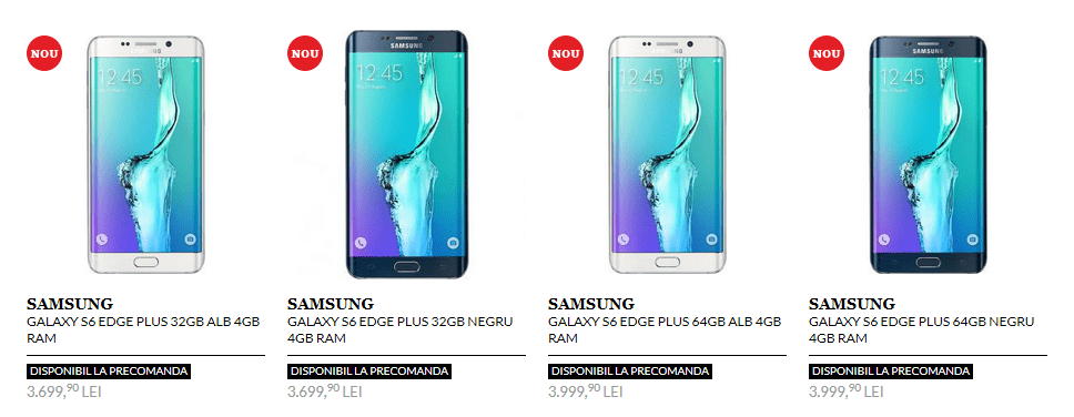 Galaxy Note 5 este in stoc la QuickMobile iar Edge plus la precomanda 1