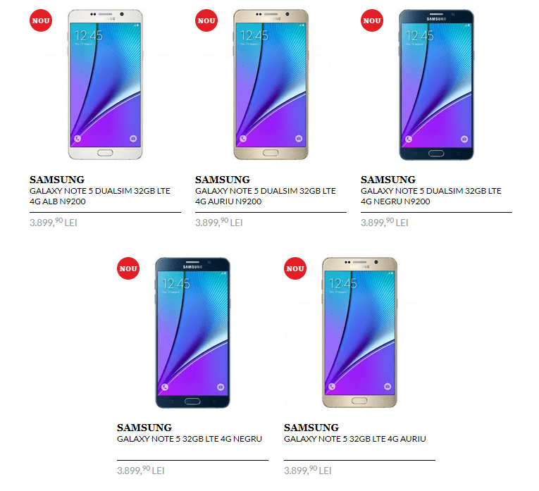 Galaxy Note 5 este in stoc la QuickMobile iar Edge plus la precomanda